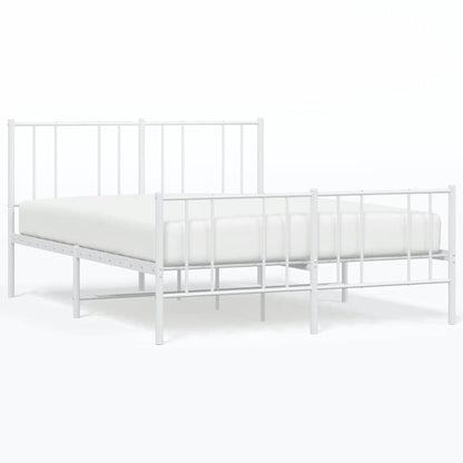 Metal Bed Frame without Mattress with Footboard White 140x190cm