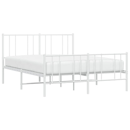 Metal Bed Frame without Mattress with Footboard White 140x190cm