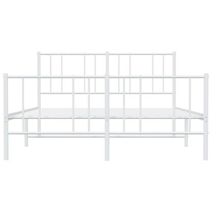 Metal Bed Frame without Mattress with Footboard White 140x190cm