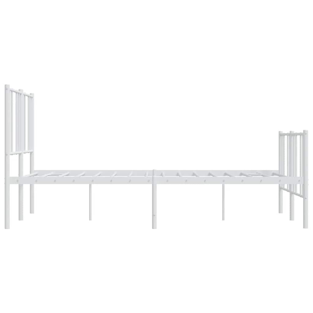 Metal Bed Frame without Mattress with Footboard White 140x190cm