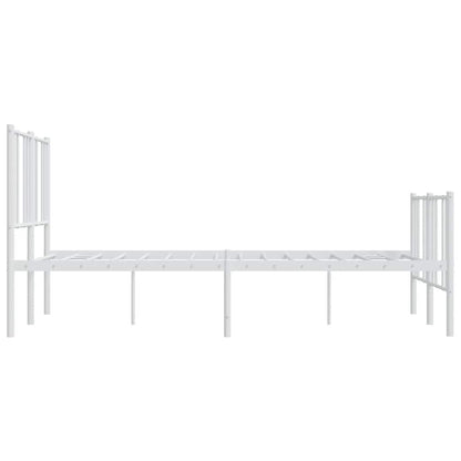 Metal Bed Frame without Mattress with Footboard White 140x190cm