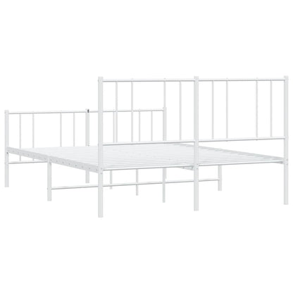 Metal Bed Frame without Mattress with Footboard White 140x190cm