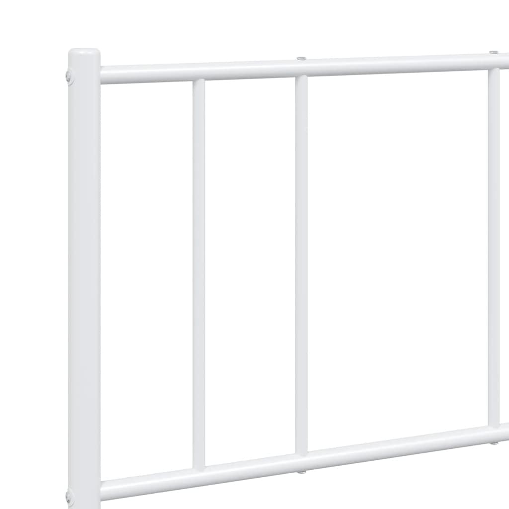 Metal Bed Frame without Mattress with Footboard White 140x190cm