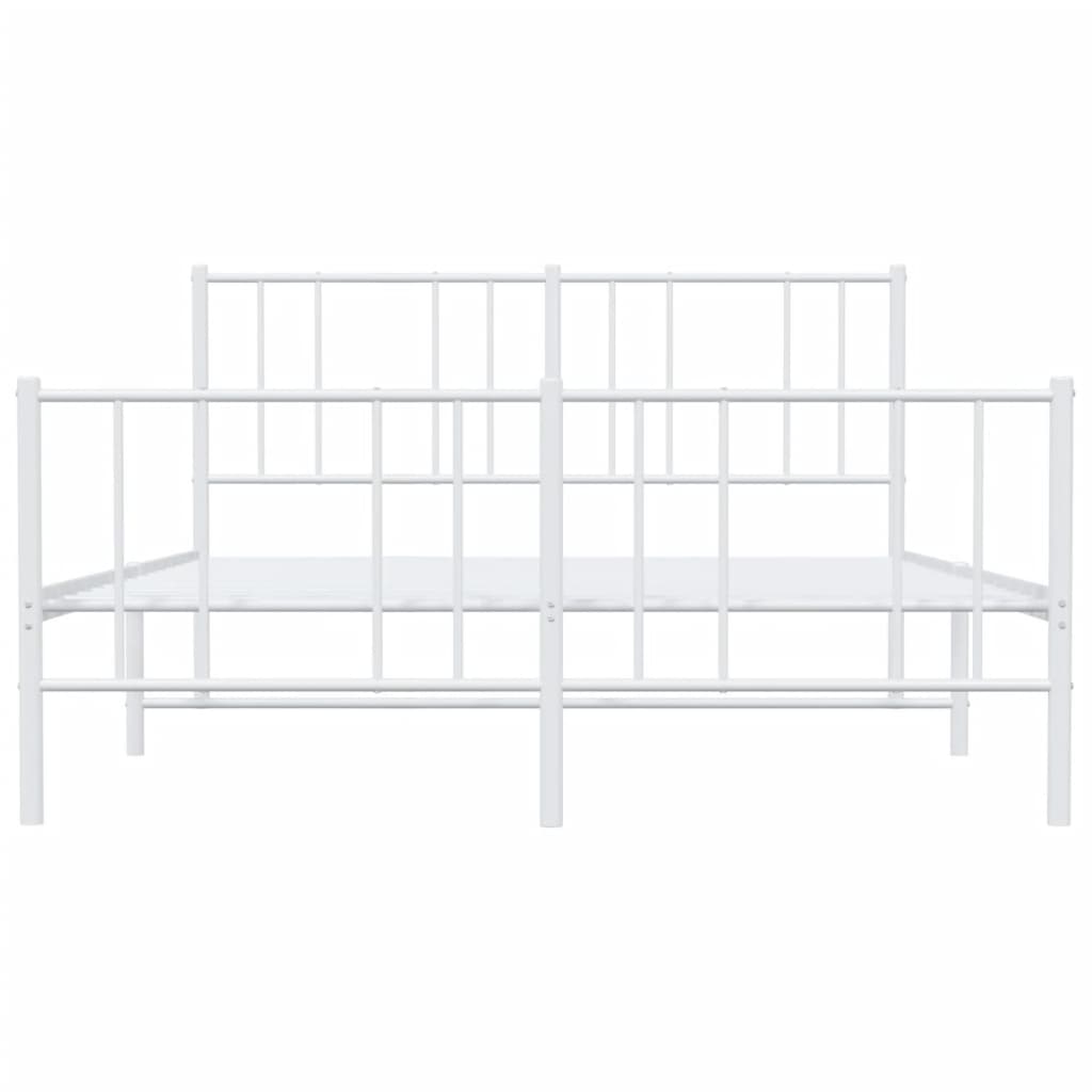 Metal Bed Frame without Mattress with Footboard White 140x200cm