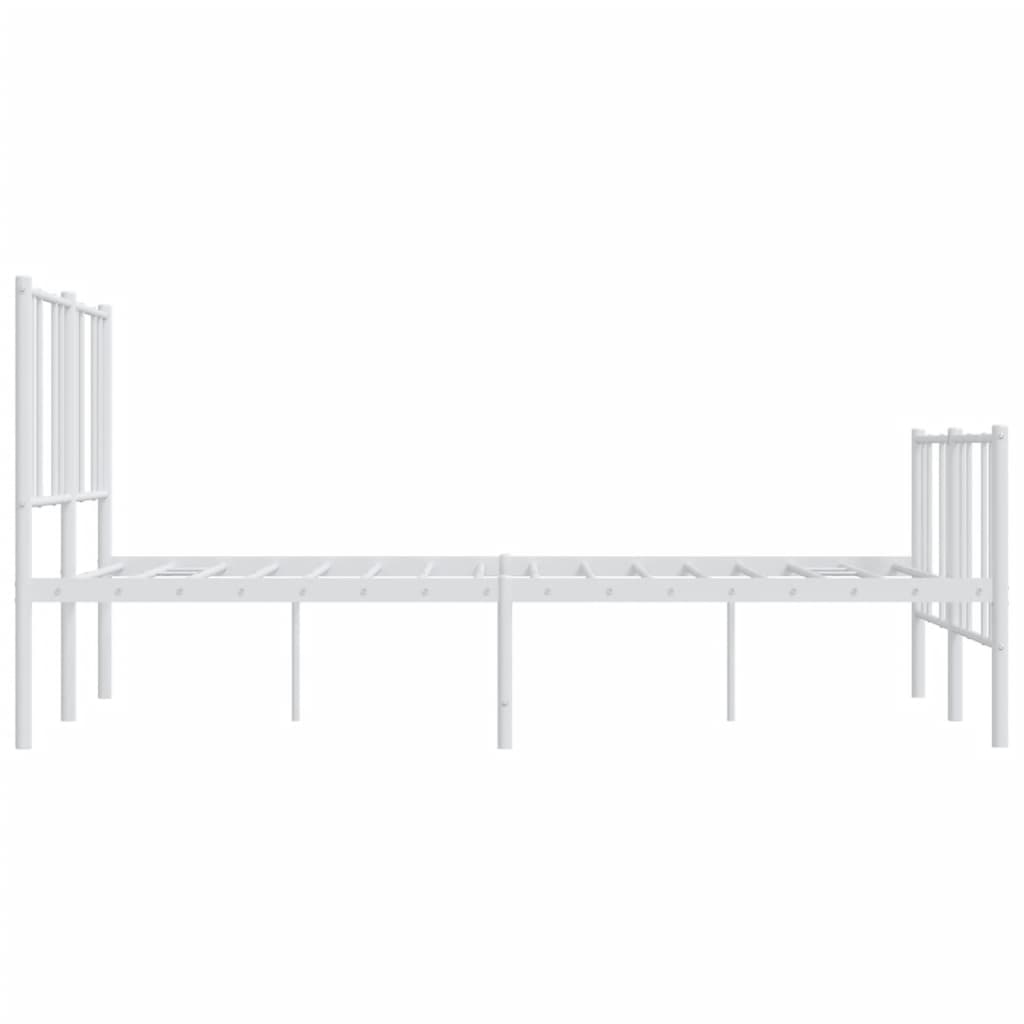 Metal Bed Frame without Mattress with Footboard White 160x200cm
