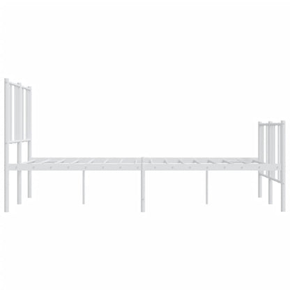 Metal Bed Frame without Mattress with Footboard White 160x200cm