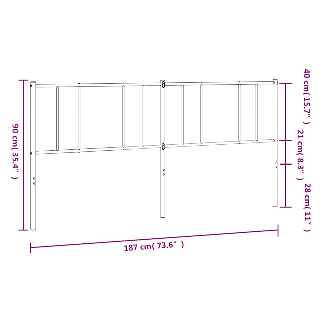 Headboard | White | Powder-Coated Steel | 180 cm wide for double bed