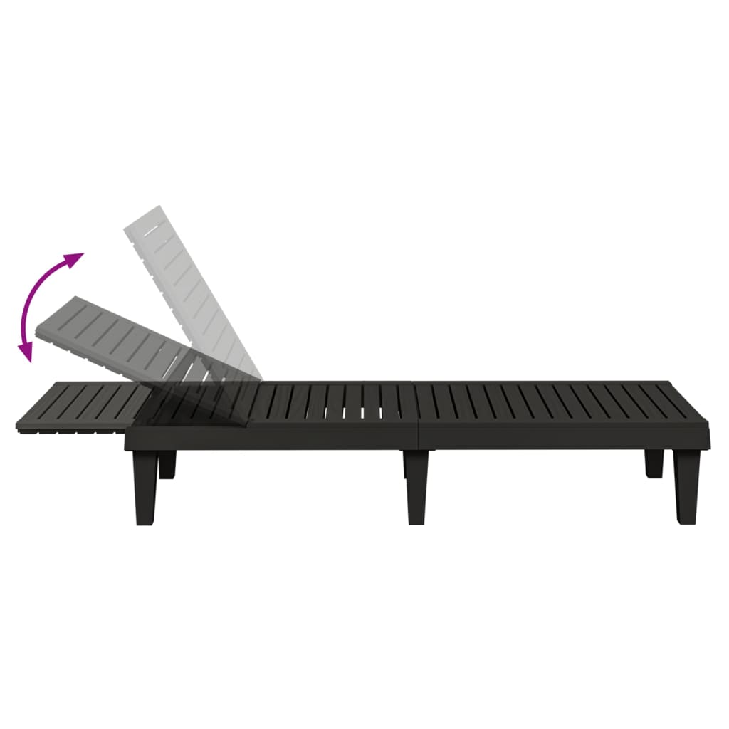 Sun Lounger | Black | Polypropylene | Standard | Adjustable Armrests