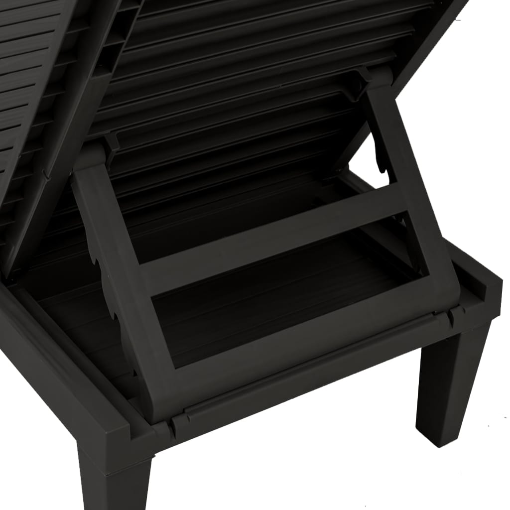 Sun Lounger | Black | Polypropylene | Standard | Adjustable Armrests