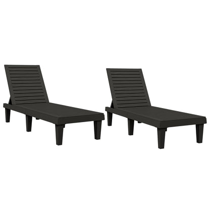 Sun Lounger | Set of 2 | Black | Polypropylene | Medium | Modern