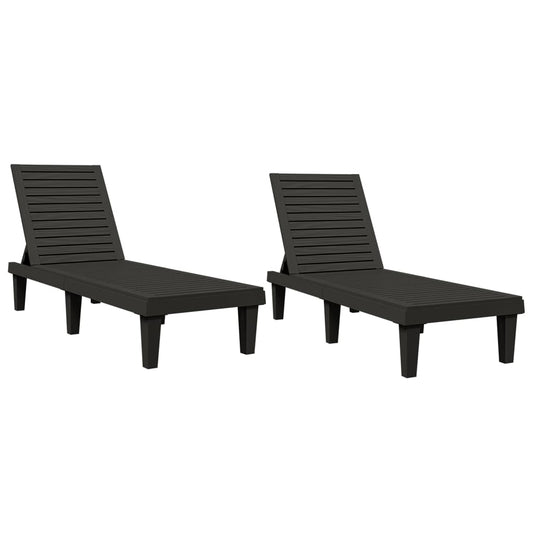 Sun Lounger | Set of 2 | Black | Polypropylene | Medium | Modern