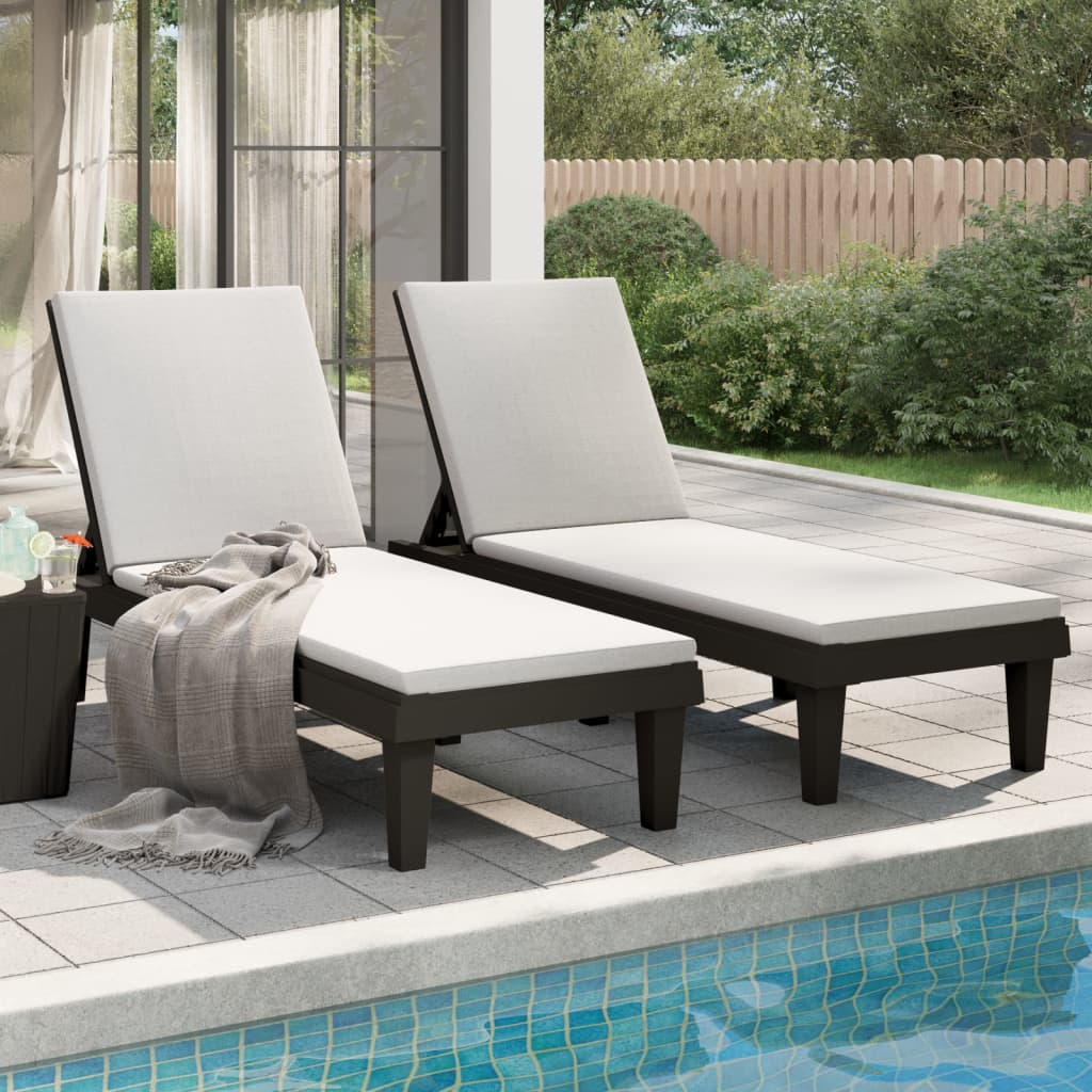 Sun Lounger | Set of 2 | Black | Polypropylene | Medium | Modern