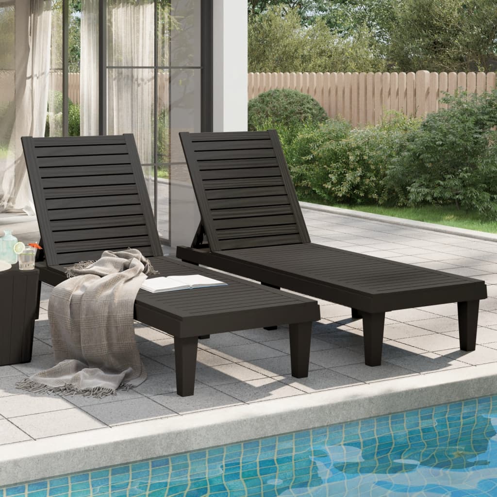 Sun Lounger | Set of 2 | Black | Polypropylene | Medium | Modern