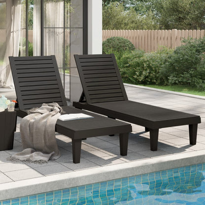 Sun Lounger | Set of 2 | Black | Polypropylene | Medium | Modern