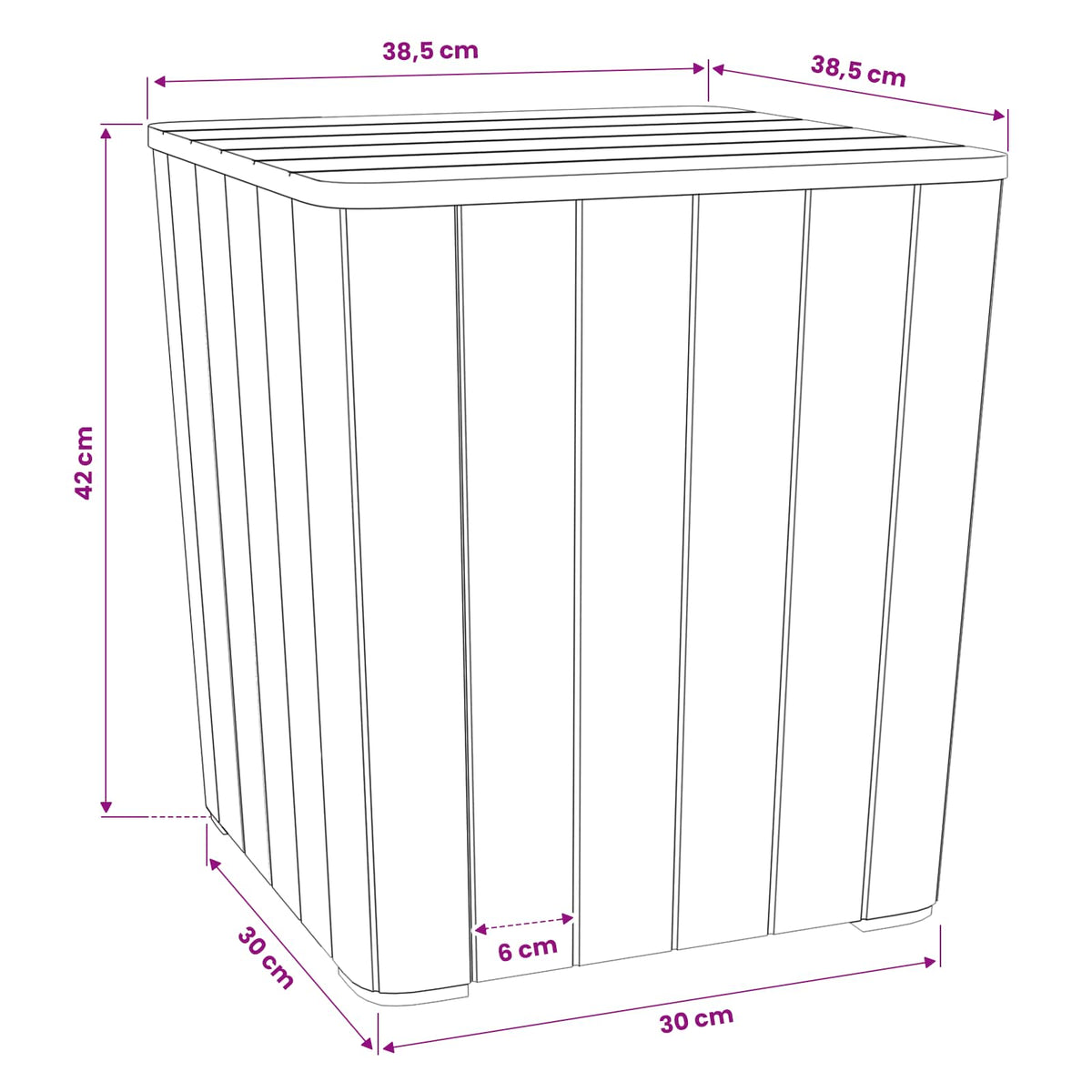 Garden Table with Removable Lid Black Polypropylene