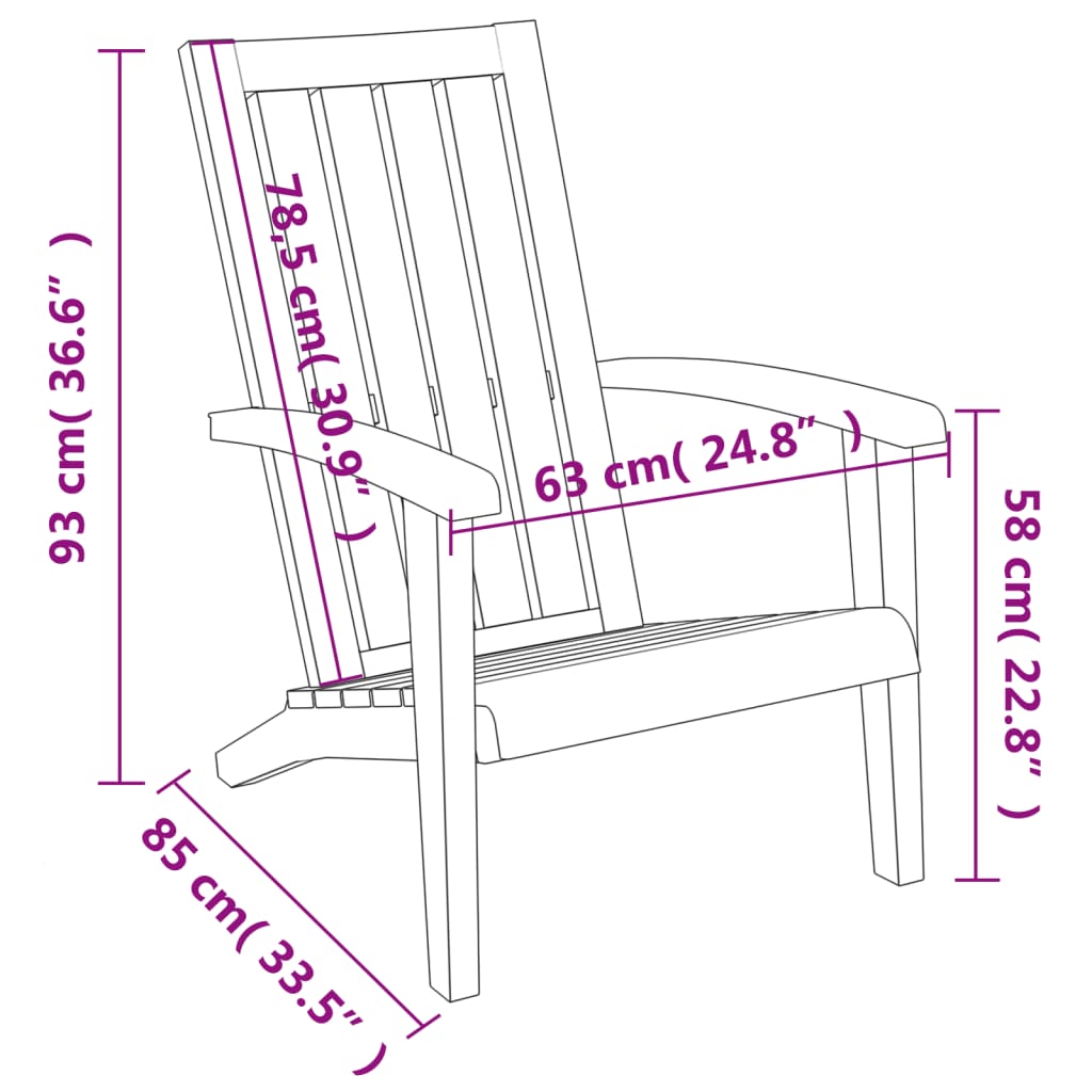 Garden Adirondack Chair |  Set of 2 | Black | Polypropylene | Standard