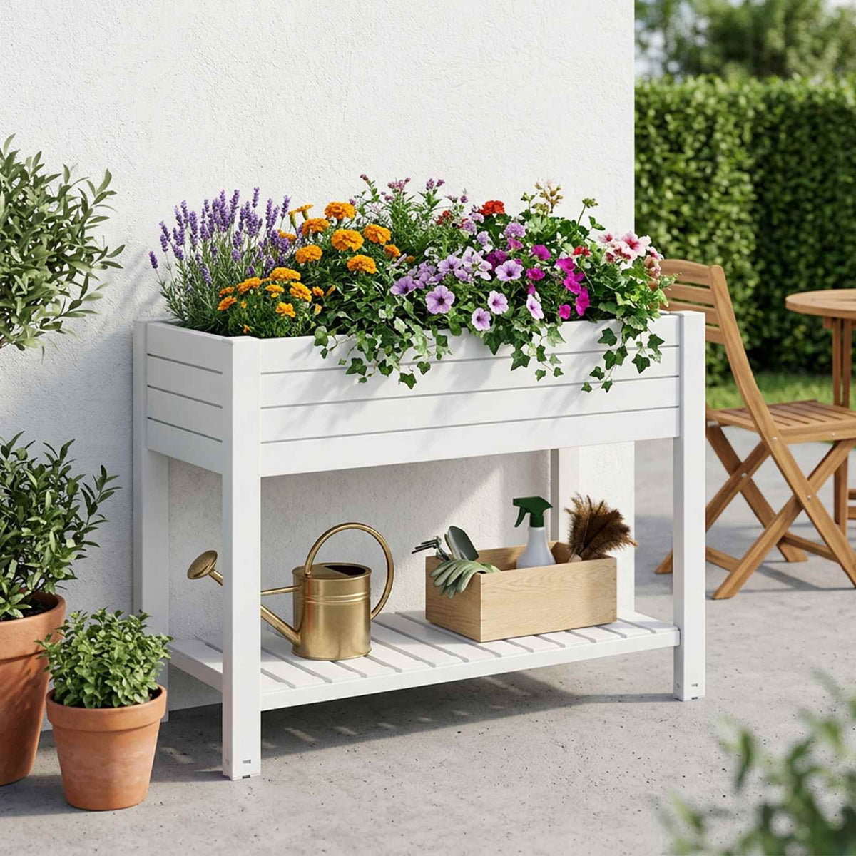 Garden Raised Bed White 110x45x79 cm Polypropylene