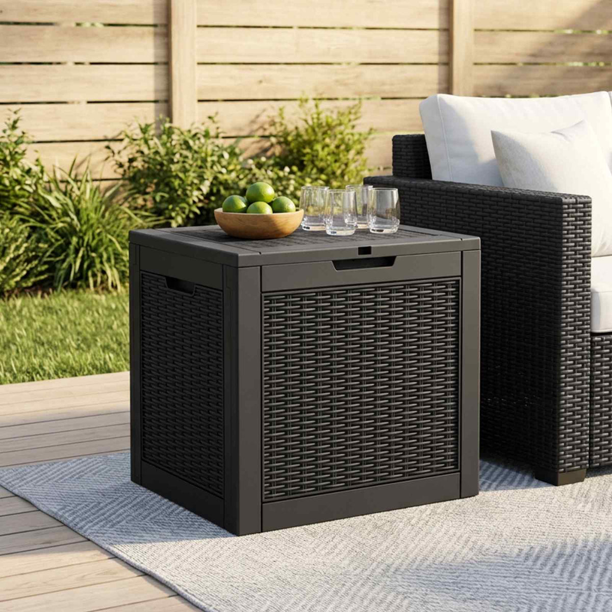 Garden Storage Box Black 55,5x43x53 cm Polypropylene
