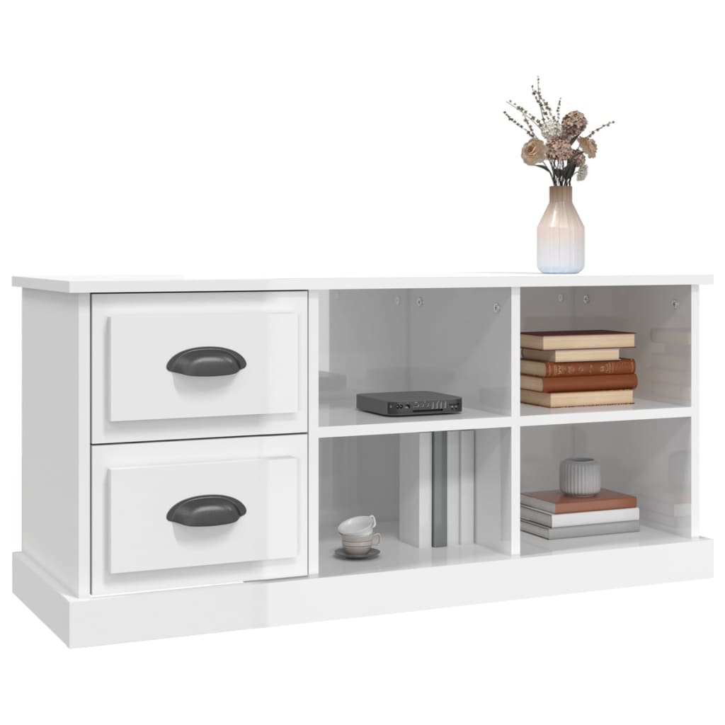 TV Cabinet High Gloss White 102x35,5x47,5 cm Engineered Wood