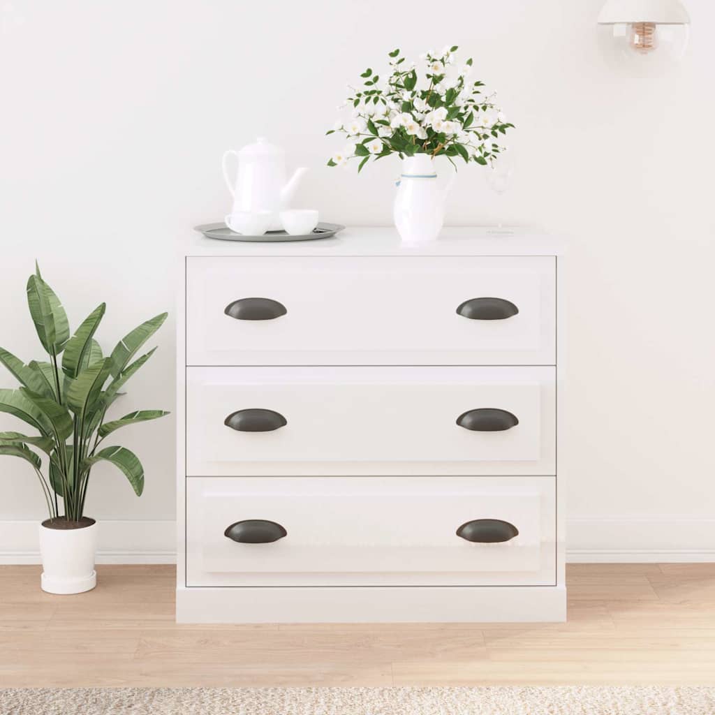 Sideboard High Gloss White 70x35,5x67,5 cm Engineered Wood