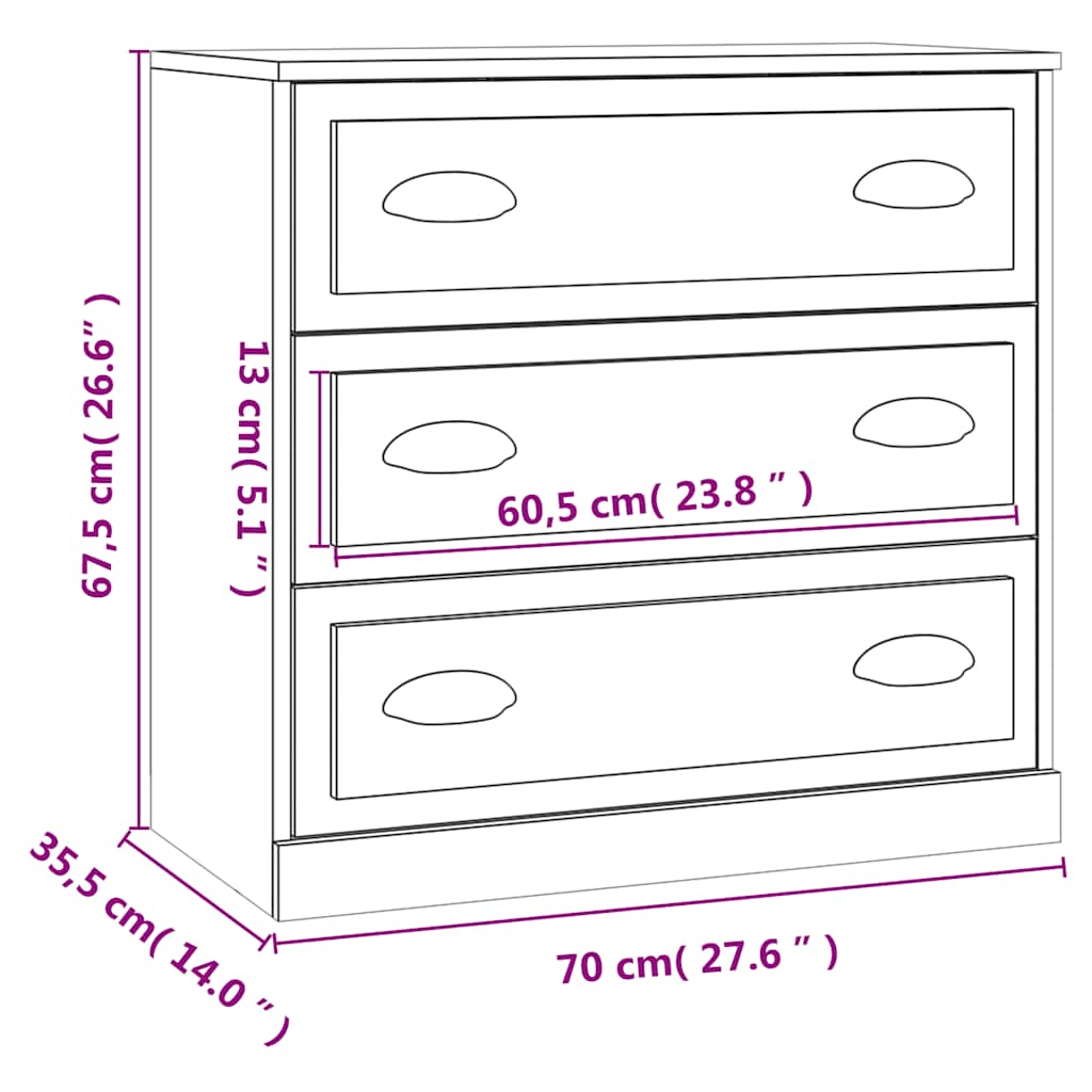 Sideboard Concrete Grey 70x35,5x67,5 cm Engineered Wood