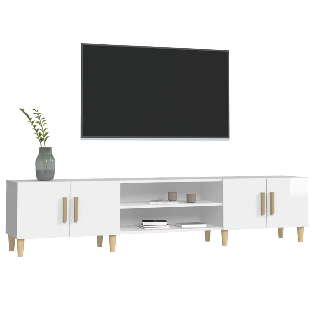 TV Cabinet High Gloss White 180x31,5x40 cm Engineered Wood