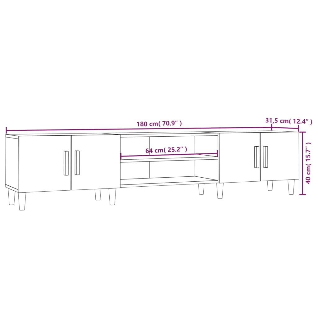 TV Cabinet Smoked Oak 180x31,5x40 cm Engineered Wood