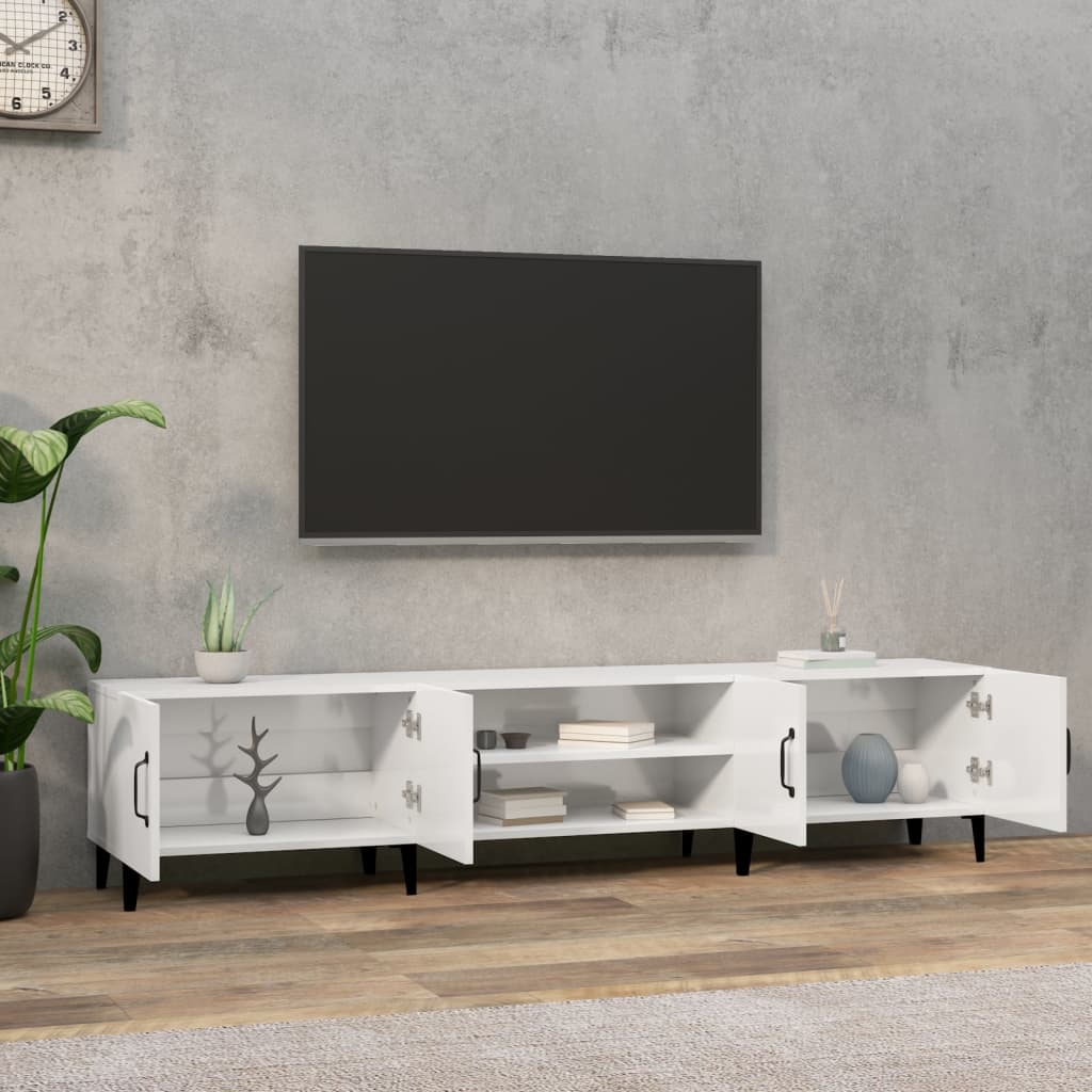 TV Cabinet High Gloss White 180x31,5x40 cm Engineered Wood