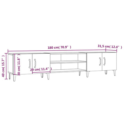 TV Cabinet High Gloss White 180x31,5x40 cm Engineered Wood