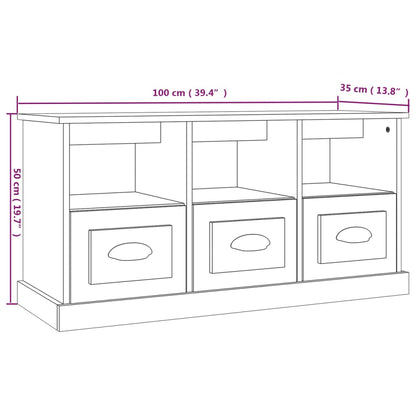 TV Cabinet High Gloss White 100x35x50 cm Engineered Wood