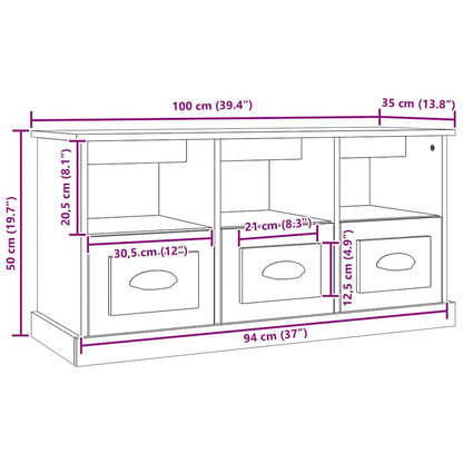TV Cabinet Concrete Grey 100x35x50 cm Engineered Wood
