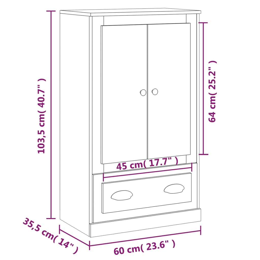 Highboard Sonoma Oak 60x35,5x103,5 cm Engineered Wood