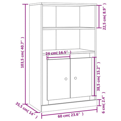 Highboard White 60x35,5x103,5 cm Engineered Wood