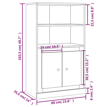 Highboard Grey Sonoma 60x35,5x103,5 cm Engineered Wood