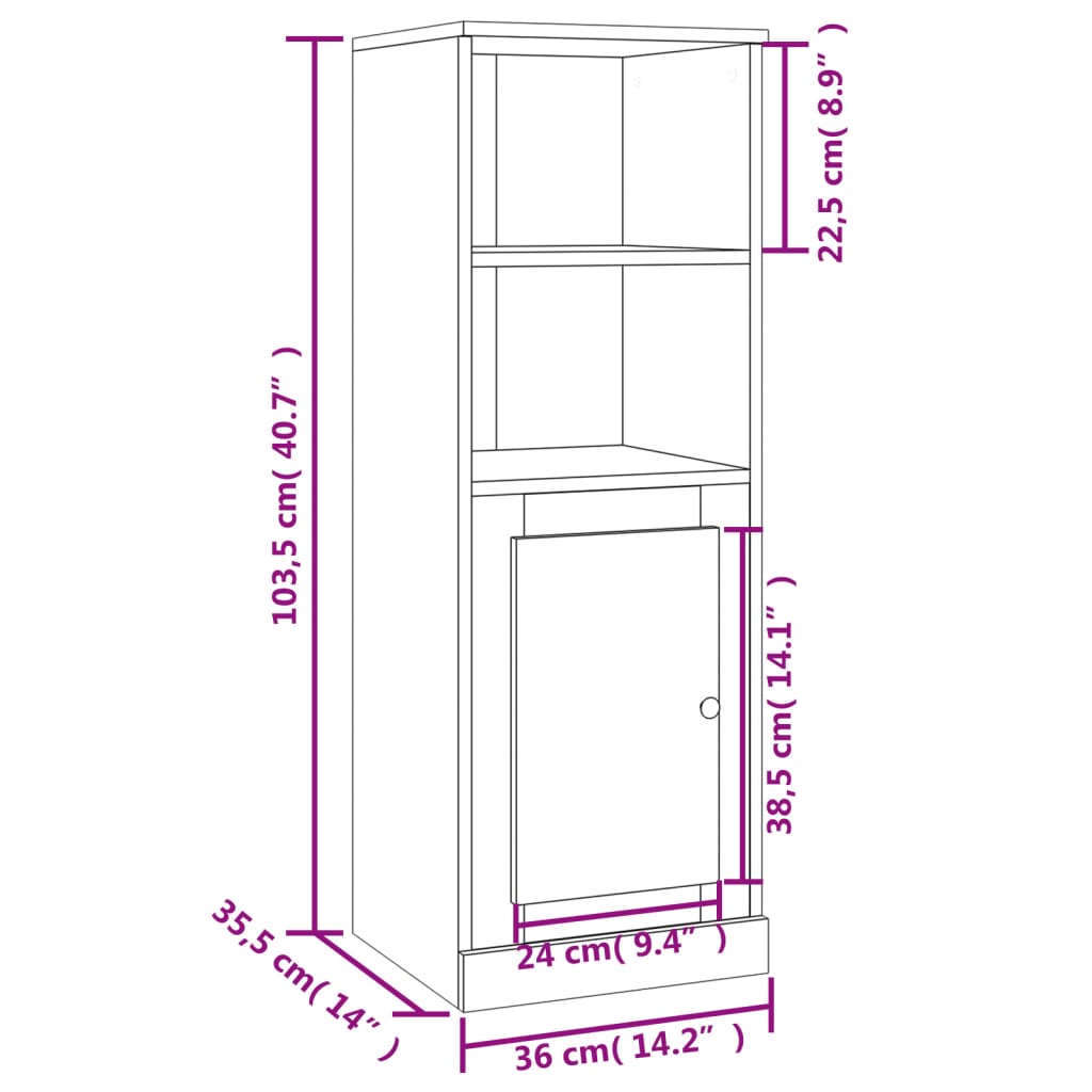 Highboard Smoked Oak 36x35,5x103,5 cm Engineered Wood