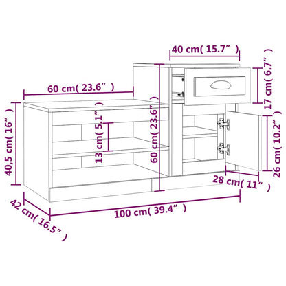 Shoe Cabinet Sonoma Oak 100x42x60 cm Engineered Wood