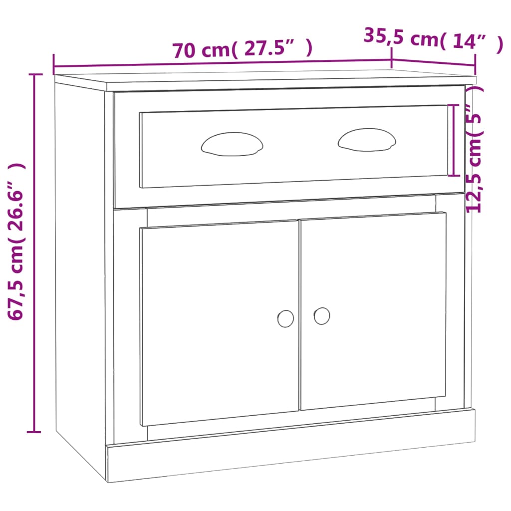 Sideboard Grey Sonoma 70x35,5x67,5 cm Engineered Wood