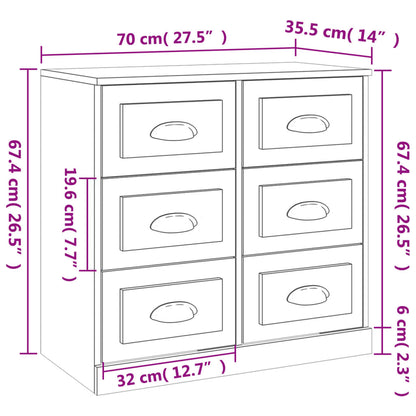 Sideboard White 70x35,5x67,5 cm Engineered Wood