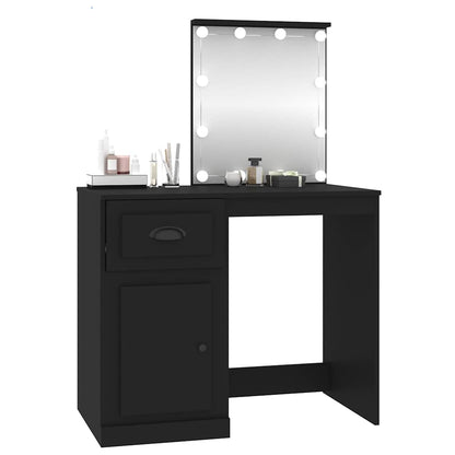Dressing Table with LED Black 90x50x132,5 cm Engineered Wood