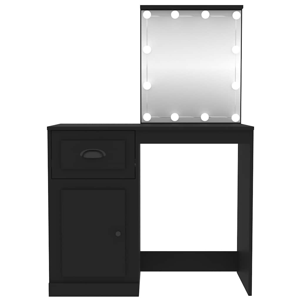 Dressing Table with LED Black 90x50x132,5 cm Engineered Wood