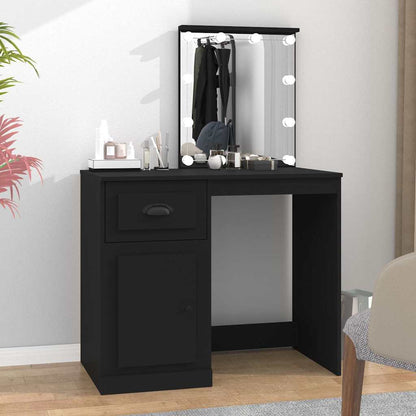Dressing Table with LED Black 90x50x132,5 cm Engineered Wood