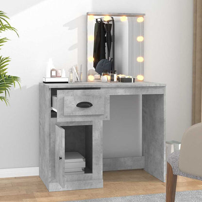 Dressing Table with LED Concrete Grey 90x50x132.5 cm