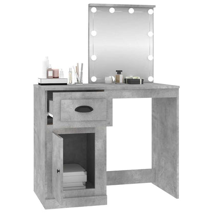 Dressing Table with LED Concrete Grey 90x50x132.5 cm