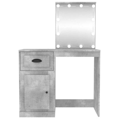 Dressing Table with LED Concrete Grey 90x50x132.5 cm