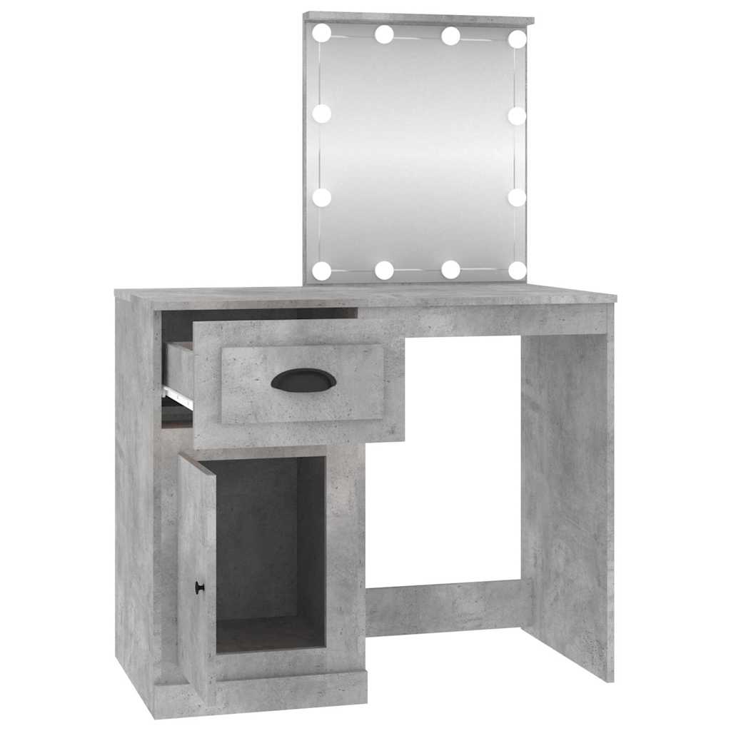 Dressing Table with LED Concrete Grey 90x50x132.5 cm