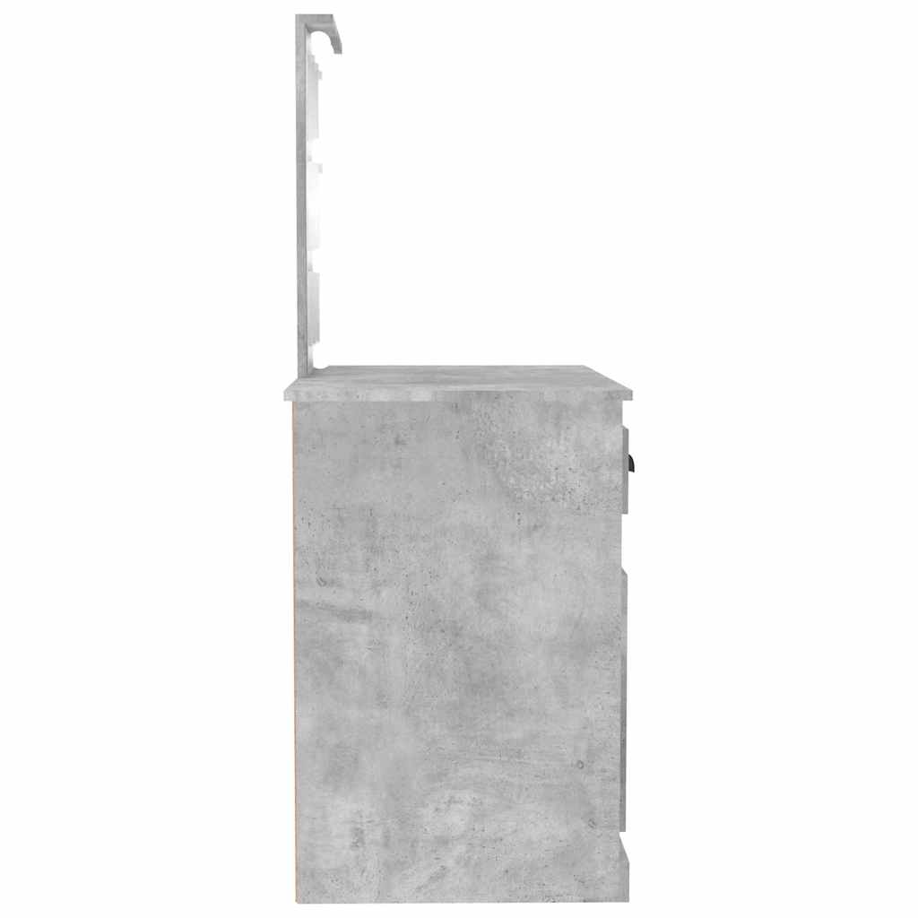 Dressing Table with LED Concrete Grey 90x50x132.5 cm
