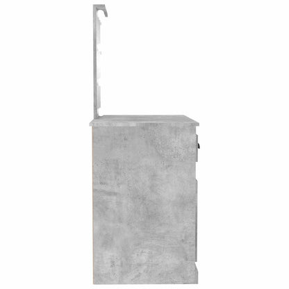 Dressing Table with LED Concrete Grey 90x50x132.5 cm