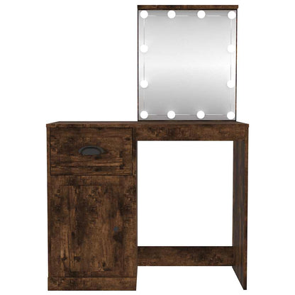 Dressing Table with LED Smoked Oak 90x50x132.5 cm