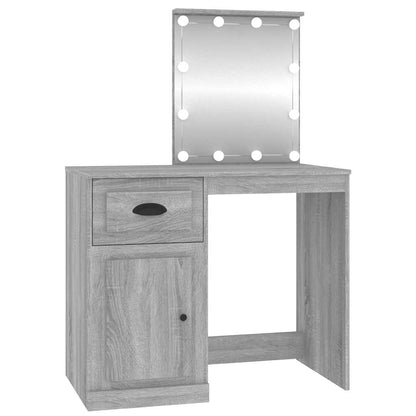 Dressing Table with LED Grey Sonoma 90x50x132.5 cm