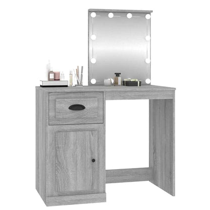 Dressing Table with LED Grey Sonoma 90x50x132.5 cm